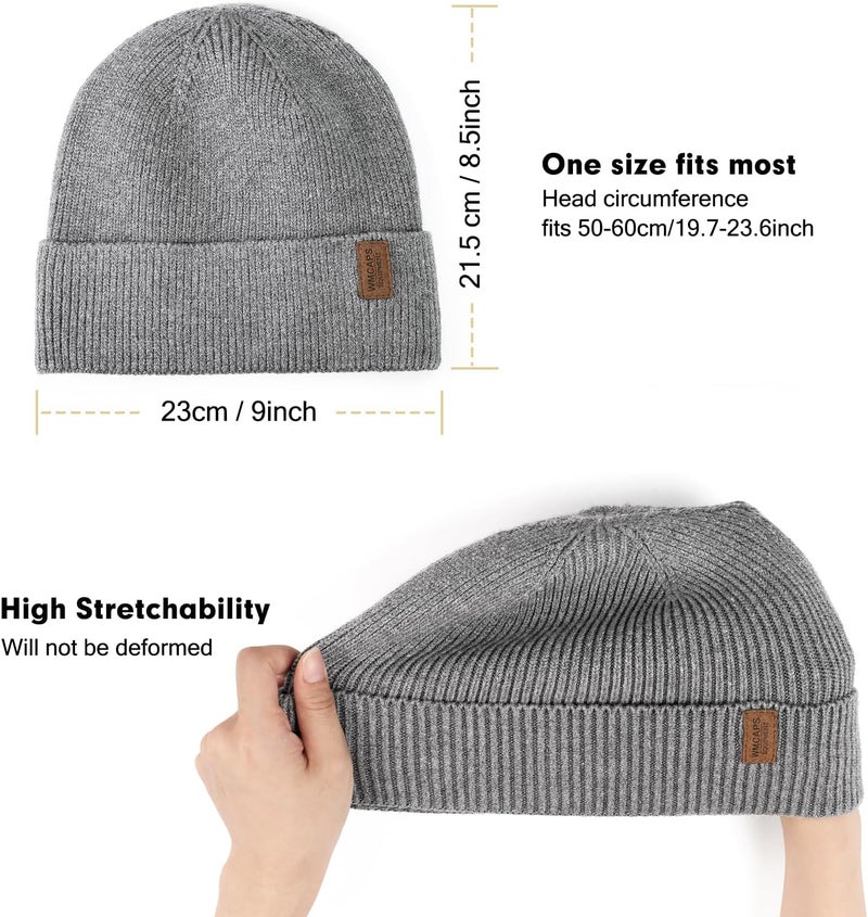 Wmcaps Winter Beanie for Men Women, Fleece Lined Beanie Soft Warm Knit Hat Ski Stocking Cuffed Cap - Image 3